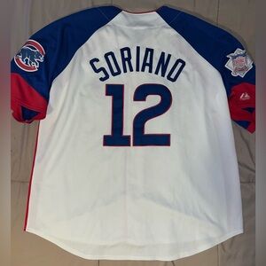 Alfonso Soriano Chicago Cubs #12 Throwback MLB Majestic Baseball Jersey Men’s XL